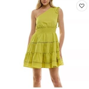 Taylor One-Shoulder Lime Green Dress